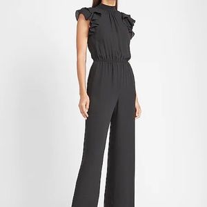 Black Flutter Sleeve Wide Leg Jumpsuit